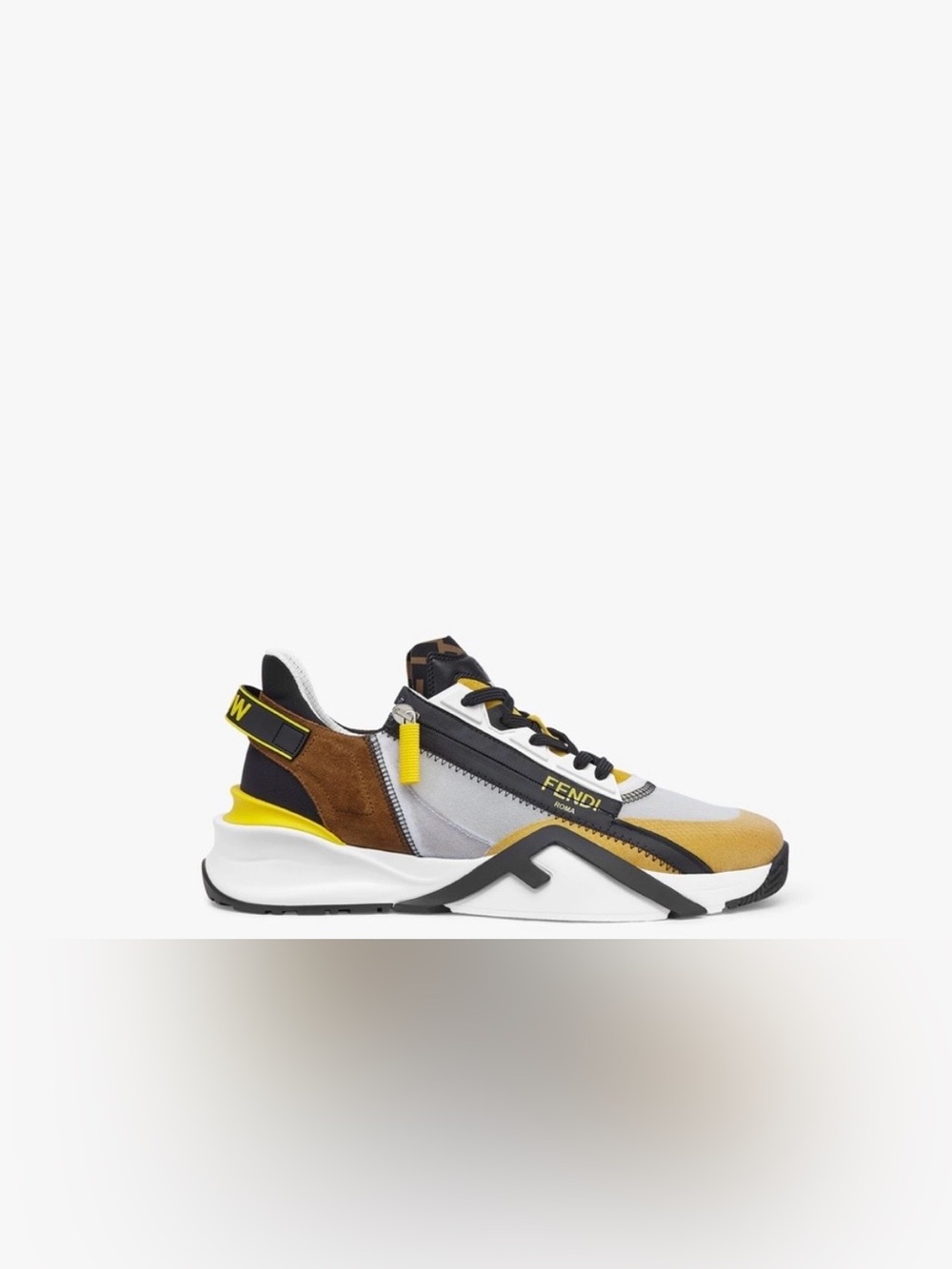 Fendi Flow Women’s Brown, Yellow & White Lace-Up Sneakers💛🤎